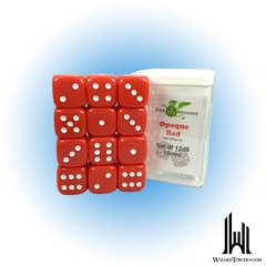 SET OF 12D6 DICE: OPAQUE RED/WHITE